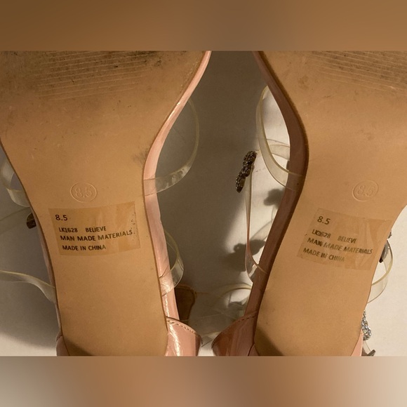 Lemonade Rhinestone Butterfly Stiletto Tall High Heel Clear Strap Square Toe 8.5 - Picture 14 of 16